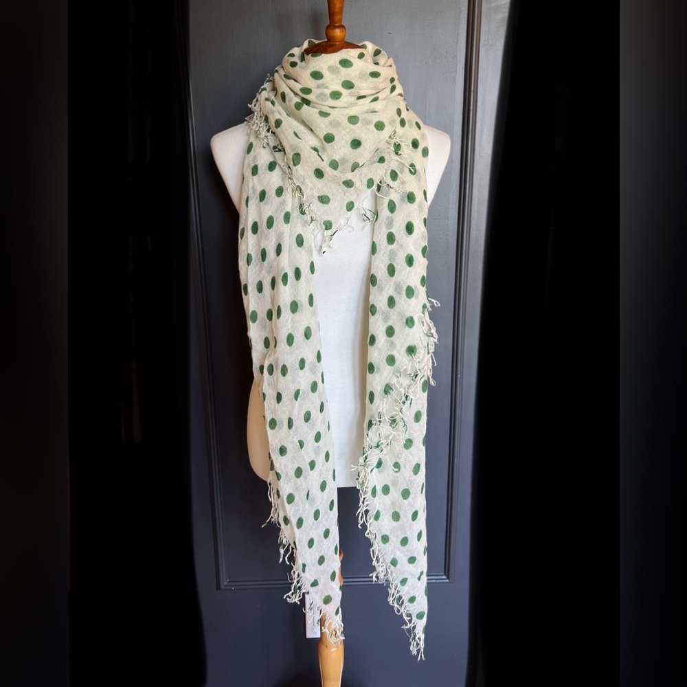 Chan Luu Polka Dot Cashmere Silk Scarf  Color: Verdant Green